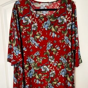 Beautiful Northstyle Red Floral Top 1X